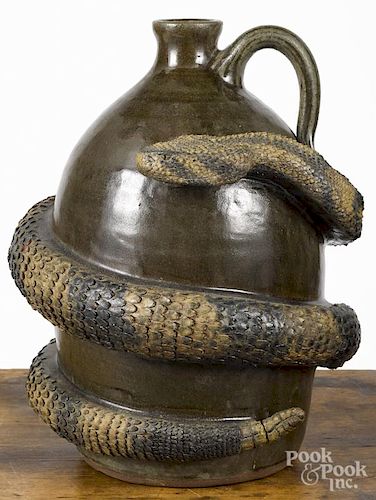 Michael and Melvin Crocker, North Carolina, stoneware rattlesnake jug, signed on base, 12 1/2'' h.