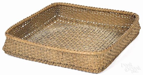 Split oak basket tray, 5'' h., 22'' w.