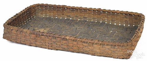 Large split oak basket tray, 19th c., 4'' h., 35'' w.