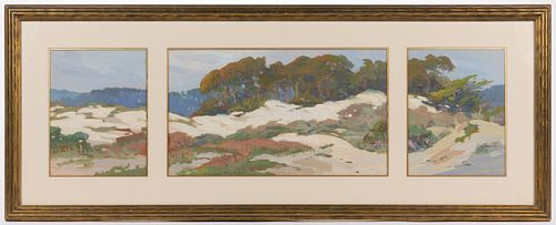 MARY DENEALE MORGAN (CALIFORNIA, 1868-1948) LANDSCAPE TRIPTYCH