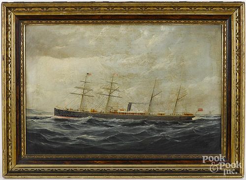 Parker Greenwood (British 1850-1904), oil on canvas of the steam ship Missouri, signed lower right