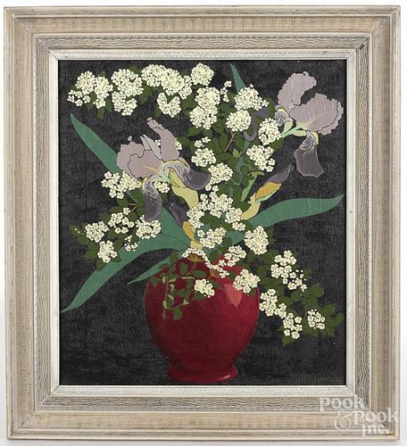 Margaret Gill (American 1901-1986), oil on canvas still life with flowers, signed lower right