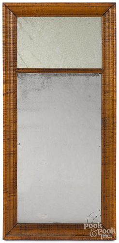 Tiger maple mirror, mid 19th c., 46 1/4'' h., 22'' w.