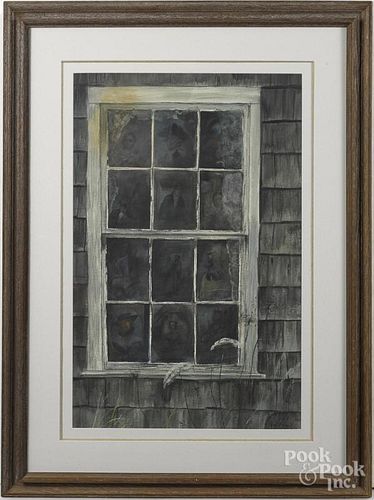 C. Robert Perrin (American 1915-1999), watercolor figures in a window, signed lower right, 36'' x 24''