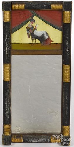 Sheraton painted mirror, 19th c., 24'' x 11 1/2''.