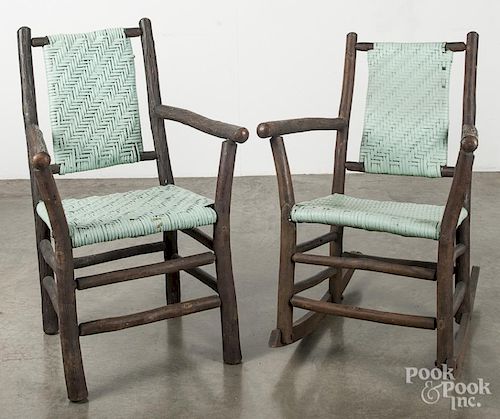 Two Old Hickory type chairs, early 20th c.