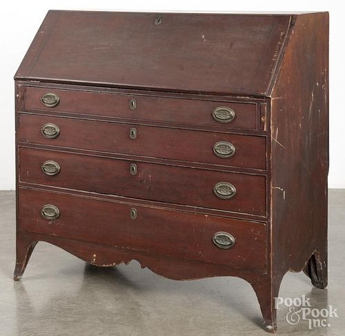 New England Federal cherry slant front desk, ca. 1810, 42 1/4'' h., 44'' w.