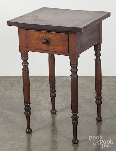 Sheraton cherry one-drawer stand, ca. 1825, 28 1/4'' h., 18 1/2'' w.