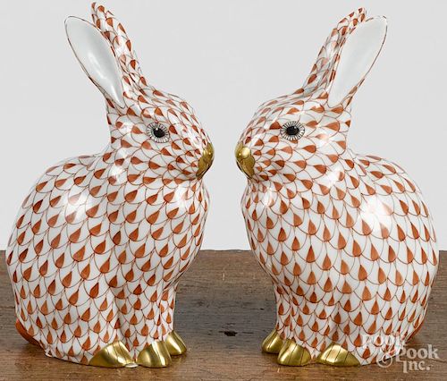Pair of Herend rabbits, 5 1/8'' h.