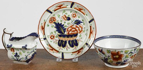 Three pieces of Gaudy Dutch porcelain, plate - 8 1/8'' dia.