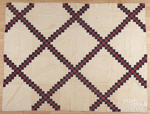 Double Irish chain quilt, 19th c., 101'' x 78''.