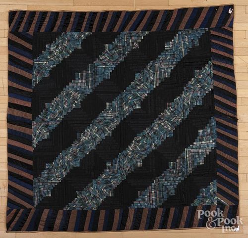 Victorian straight furrow quilt, 67'' x 69''.