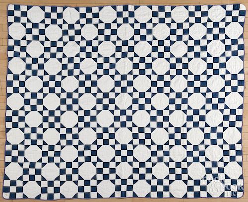 Snowball and nine-patch quilt, late 19th c., 69'' x 83''.