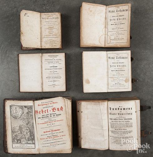 Twelve religious books, 18th/19th c., including Bibles and hymn books, many in German.
