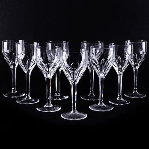 Set of Nine Faceted Wine Glasses