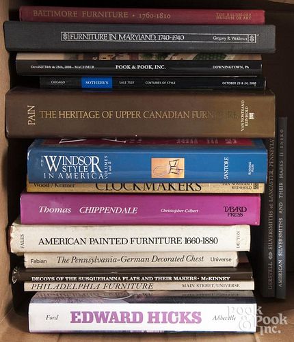 Large group of reference books on Pennsylvania antiques, American furniture and decorative arts