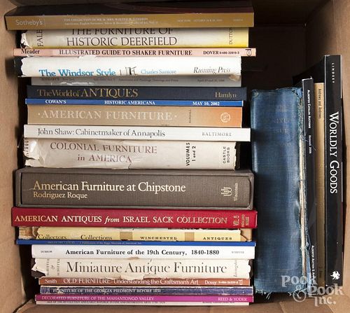 Twenty-eight assorted reference books on American furniture and decorative arts.