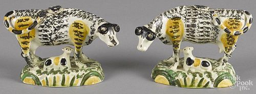 Pair of Staffordshire cow creamers, 4 1/2'' h., 6 3/4'' w.