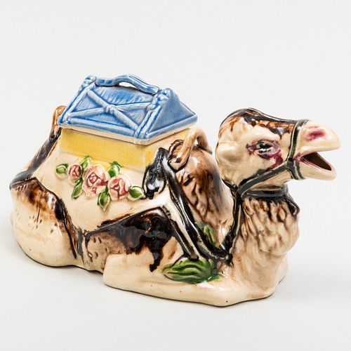 Majolica Camel Form Teapot and Cover
