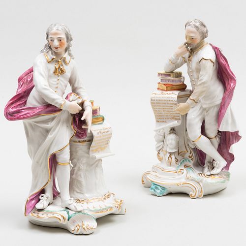 English Porcelain Figures of Shakespeare and Milton, Possibly Derby