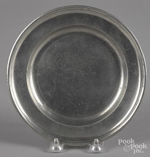 Hartford, Connecticut pewter plate, ca. 1805, bearing the touch of Samuel Danforth, 7 3/4'' dia.