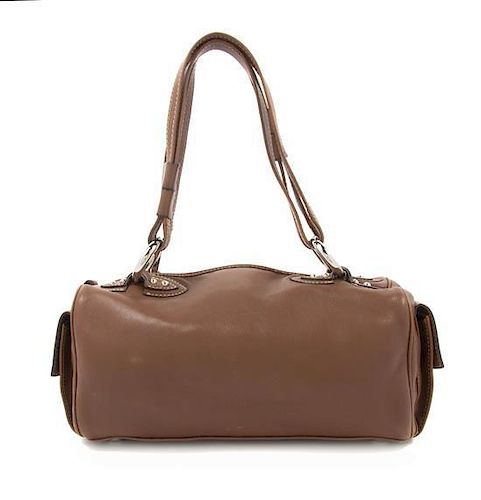 A Marc Jacobs Caramel Leather Bag, 12 1/2 x 5 1/2 x 5 inches.