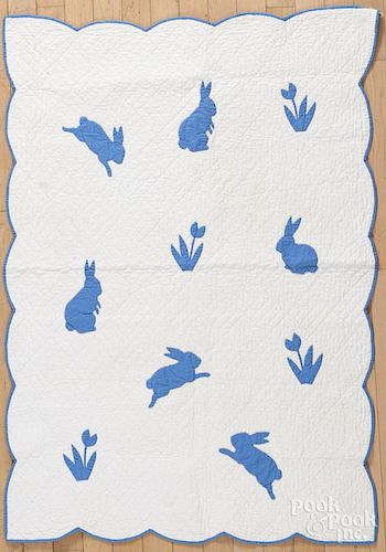 Lancaster County appliqué infant's quilt, early 20th c., 45'' x 32''.