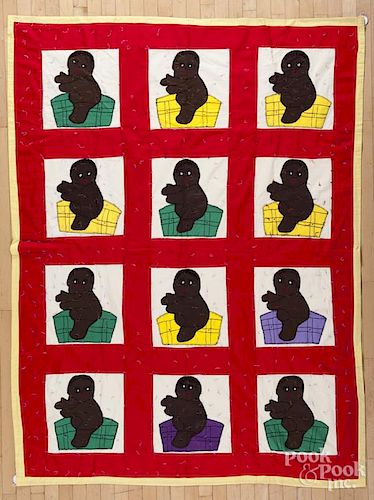 Missouri appliqué quilt with African American children, 84'' x 65''.