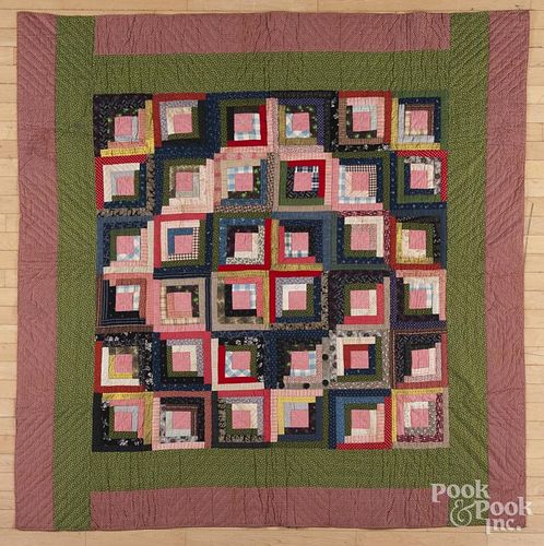 Log Cabin quilt, late 19th c., 70'' x 71''.
