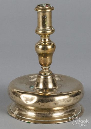 Dutch brass bell base candlestick, 17th c., 7 1/2'' h.