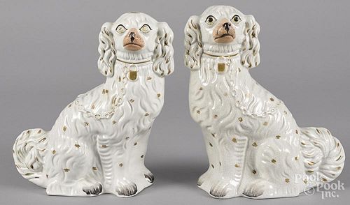 Pair of large Staffordshire spaniels, 12 1/2'' h.