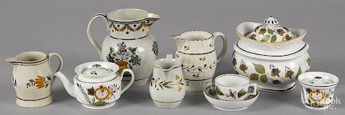 Nine pieces of English pearlware and Leeds, 19th c.