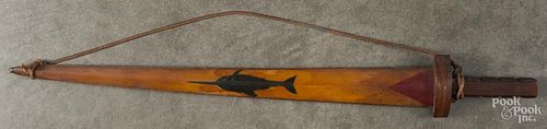 Painted swordfish bill sword, early 20th c., 29 1/4'' l.