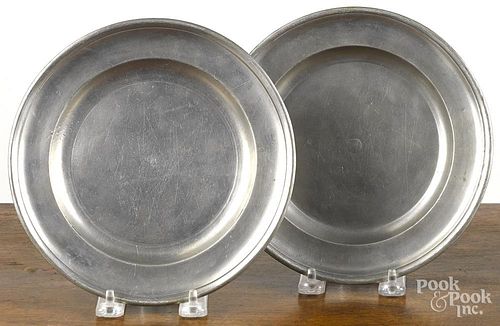 Pair of Hartford, Connecticut pewter plates, ca. 1805, bearing the touch of Samuel Danforth
