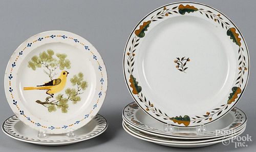 Seven pearlware and creamware plates, 19th c., 7 1/4'' - 8 5/8'' dia.