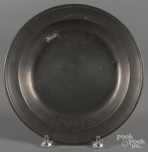 Philadelphia pewter deep dish, ca. 1805, bearing the touch of Thomas Danforth, 11 1/2'' dia.