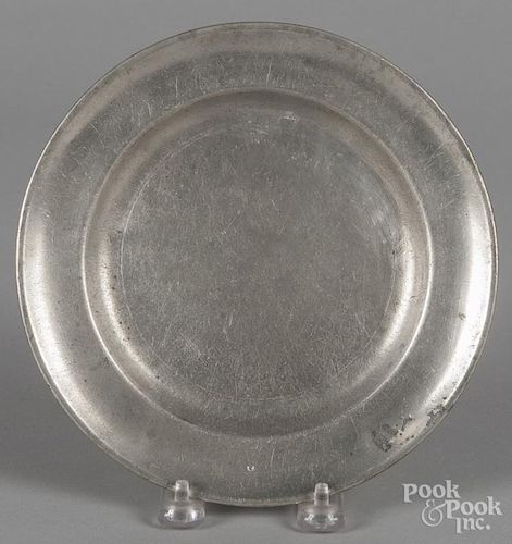Philadelphia pewter plate, late 18th c., bearing the Love touchmark, 7 7/8'' dia.