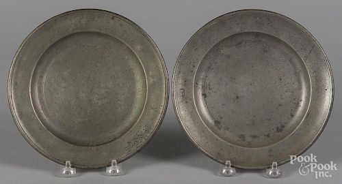 Two Philadelphia pewter plates, ca. 1815, bearing the touch of Blakeslee Barns, 7 7/8'' dia.