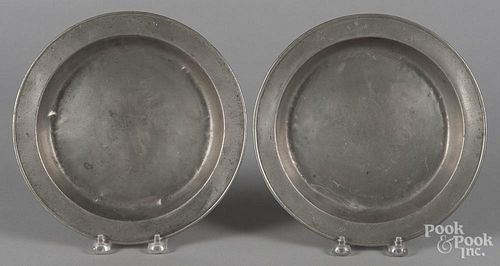 Two Hartford, Connecticut pewter deep dishes, ca. 1840, bearing the touch of Thomas Boardman
