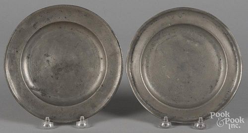 Two Philadelphia pewter plates, ca. 1805, bearing the touch of Thomas Danforth, 7 3/4'' dia.