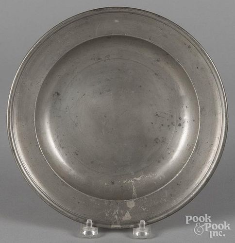 Hartford, Connecticut pewter deep dish, ca. 1840, bearing the touch of Thomas Boardman, 9 3/8'' dia.