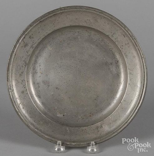 Meriden, Connecticut pewter plate, ca. 1825, bearing the touch of Ashbil Griswold, 9 1/2'' dia.