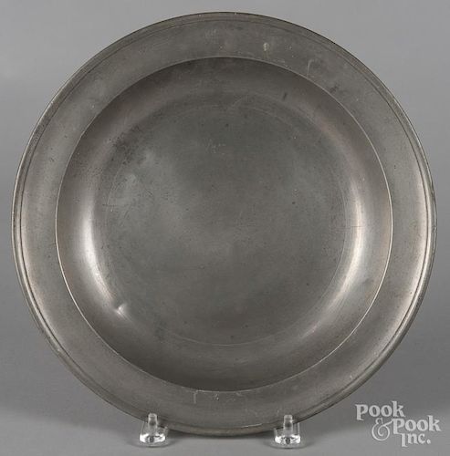 Middletown, Connecticut pewter deep dish, ca. 1785, bearing the touch of Joseph Danforth