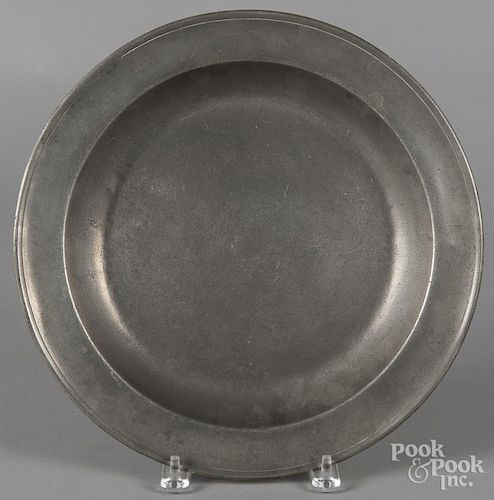 Meriden, Connecticut pewter deep dish, ca. 1825, bearing the touch of Ashbil Griswold, 13 1/8'' dia.