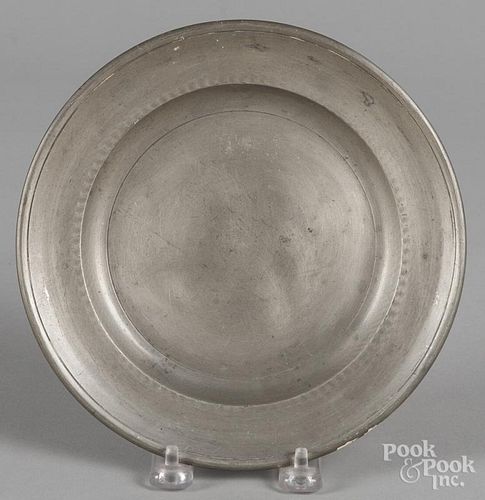 Meriden, Connecticut pewter plate, ca. 1825, bearing the touch of Ashbil Griswold, 7 7/8'' dia.