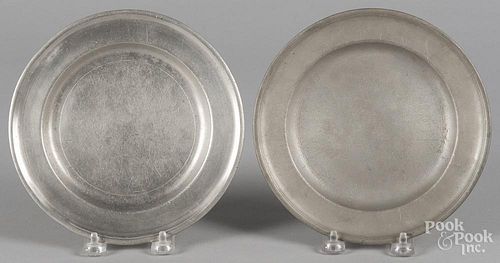 Two Philadelphia pewter plates, ca. 1805, bearing the touch of Thomas Danforth, 7 3/4'' dia.