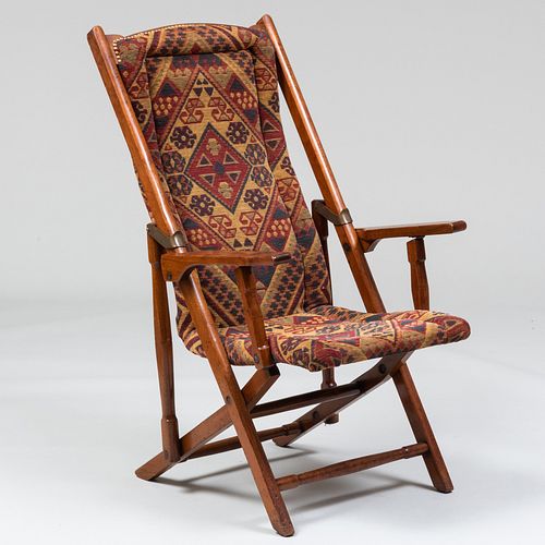 Pine and Hardwood Upholstered Folding Chair