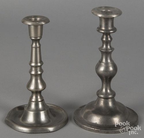 New York pewter candlestick, 19th c., bearing the touch of Endicott & Sumner, 7 1/4'' h.