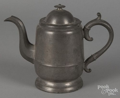 New England pewter teapot, 19th c., 7 1/2'' h.