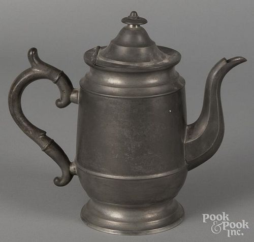 New England pewter teapot, 19th c., 8 1/2'' h.